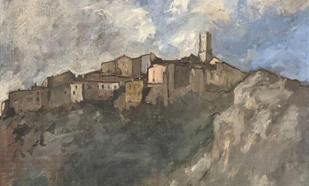 Restauration de la peinture "La Vue du village d'Èze"