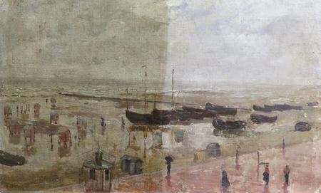 Restauration de la peinture "La Digue de Blankenberge sous la pluie"